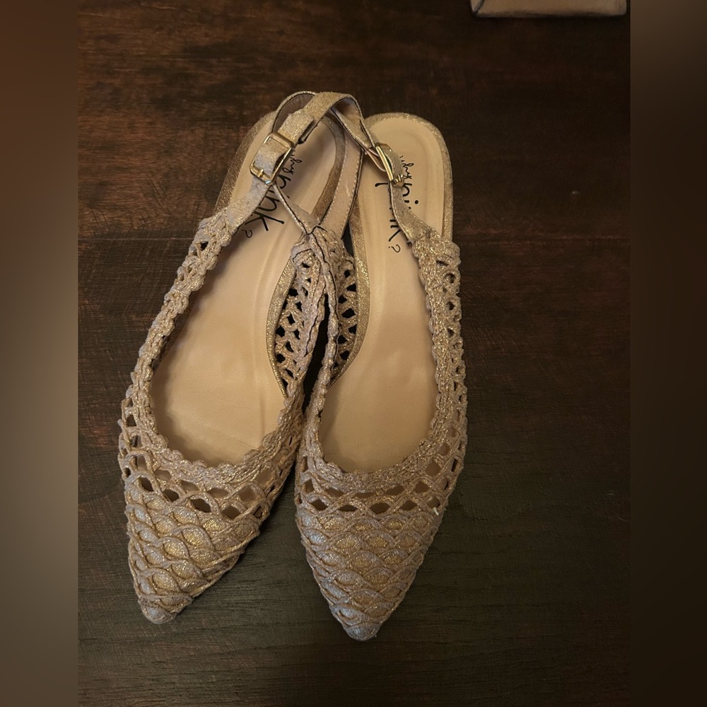Gold  Woven Slingback Flats